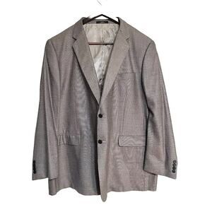 Mens Joseph Abboud Tan Waffle Weave Wool Silk 2 Button Blazer 52L Made in USA